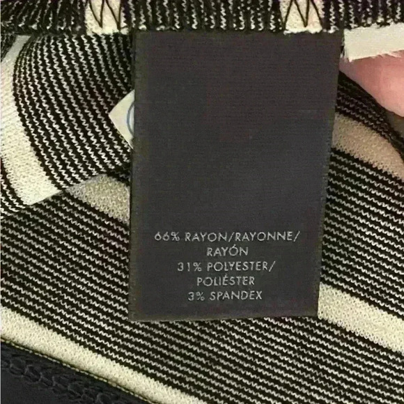 Ann Taylor Dress Womens Size Medium Black & White Stripe Long Balloon Sleeves - Picture 6 of 9